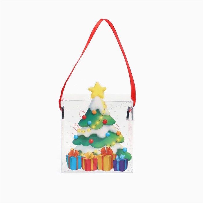 Коробка подарочная новогодняя складная ПВХ, &laquo;Ёлочка с подарками&raquo;, 10 х 10 х 10 см, Новый год