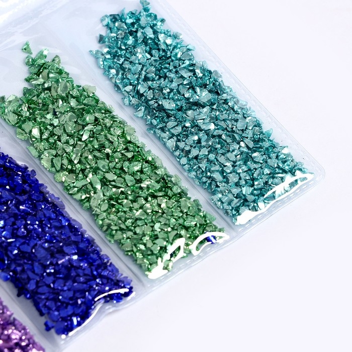 Крошка стеклянная для эпоксидной смолы, набор 6 цветов, вес 1 цвета &mdash; 5 г