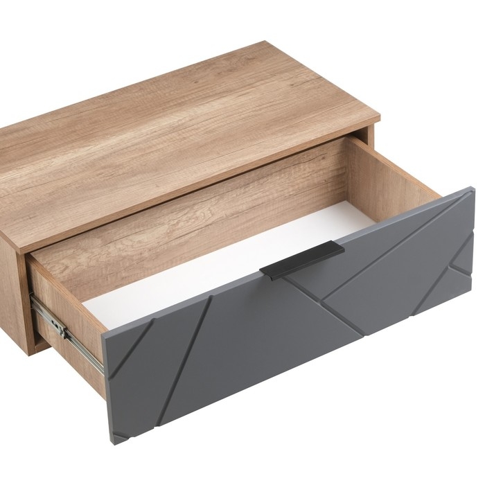 Тумба в прихожую подвесная Даллас, 802х402х278, Дуб каньон/Софт графит МДФ Тумба в прихожую подвесная Даллас, 802х402х278, Дуб каньон/Софт графит МДФ