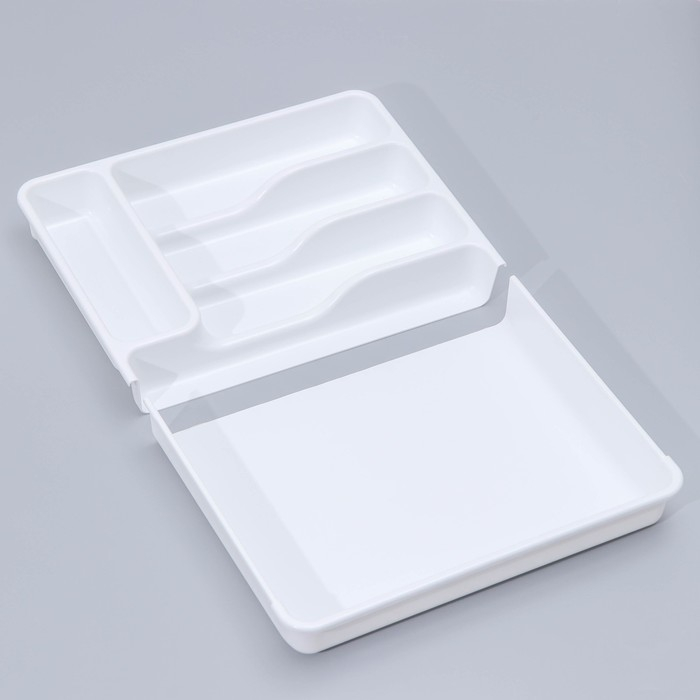 Лоток для столовых приборов раздвижной, цвет белый Лоток для столовых приборов раздвижной, цвет белый