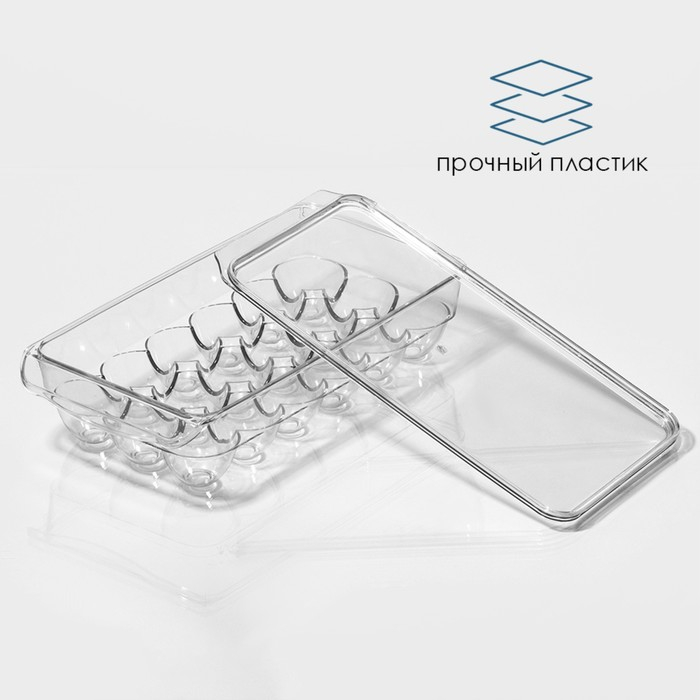 Контейнер для хранения яиц с крышкой RICCO, 18 ячеек, 32,5×16,5×7,5 см Контейнер для хранения яиц с крышкой RICCO, 18 ячеек, 32,5×16,5×7,5 см