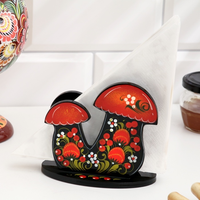 Салфетница &laquo;Гриб&raquo;, 7 х 11 см, хохлома