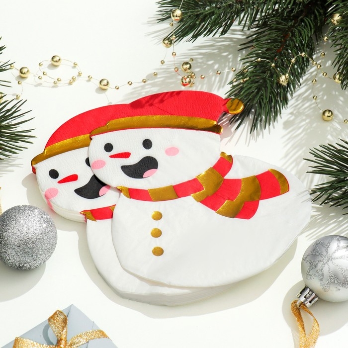 Новогодние салфетки бумажные «Снеговик», 2 слоя, 20 шт. Новогодние салфетки бумажные «Снеговик», 2 слоя, 20 шт.