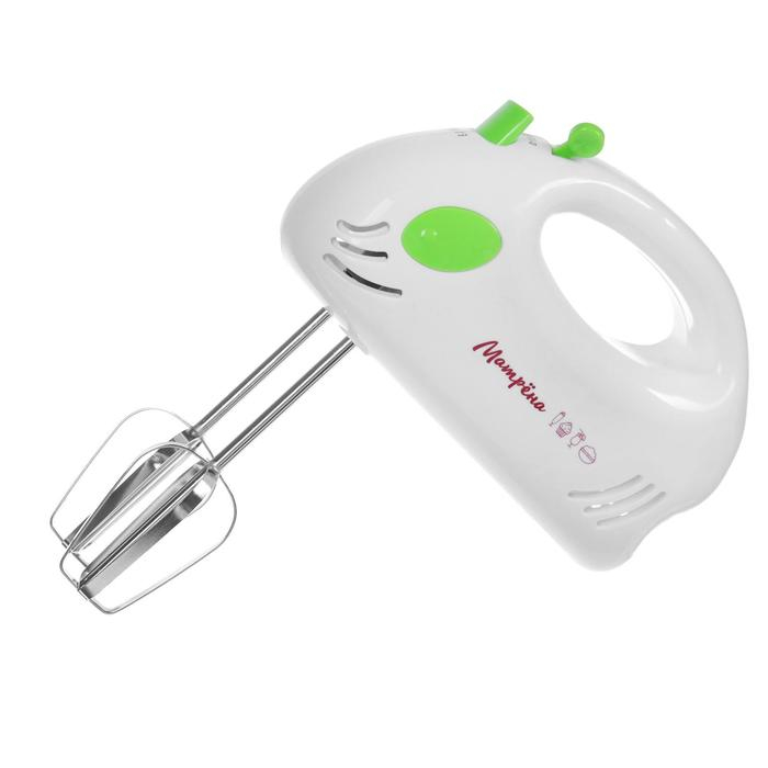 Миксер Миксер "Матрёна" MA-012, ручной, 150 Вт, 7 скоростей, 2 насадки, бело-зелёный