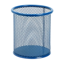 Стакан для пишущих принадлежностей круглый, металлическая сетка, синий Стакан для пишущих принадлежностей круглый, металлическая сетка, синий