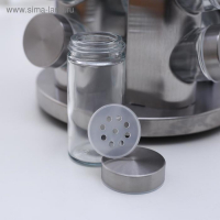 Набор для специй на подставке &laquo;Профи&raquo;, 21&times;21&times;34 см, 20 шт, цвет металлик