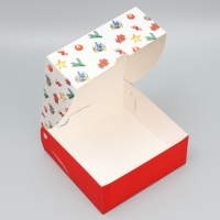 Подарочная коробка  новогодняя складная &laquo;С Новым годом&raquo;, камин, 25 х 25 х 10 см, Новый год