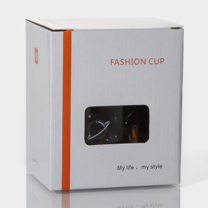 Кружка стеклянная с керамической крышкой и трубочкой &laquo;Космос&raquo;, 500 мл, цвет МИКС