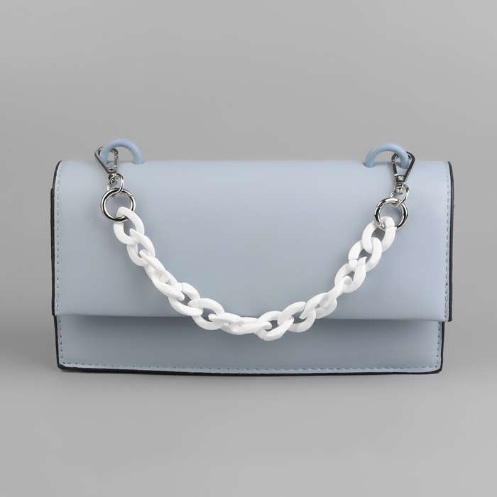 Цепочка для сумки, пластиковая, с карабинами, 23 &times; 17 мм, 30 см, цвет белый/серебряный