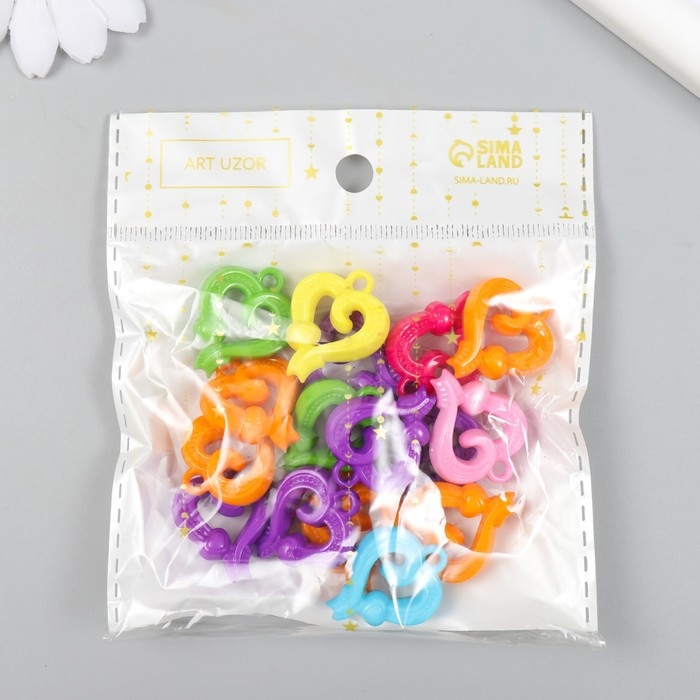 Декор для творчества пластик Декор для творчества пластик "Сердца изогнутые" цветные набор 25 гр 0,7х2,1х2,6 см