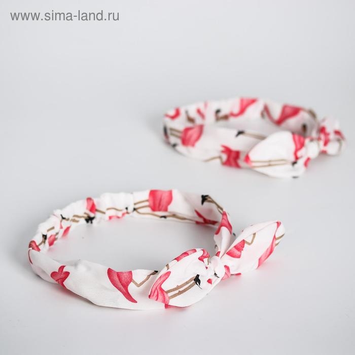 Повязка на голову для мамы и дочки &laquo;Набор для фотосессии: фламинго&raquo;, 2 шт., цв. белый, M&B