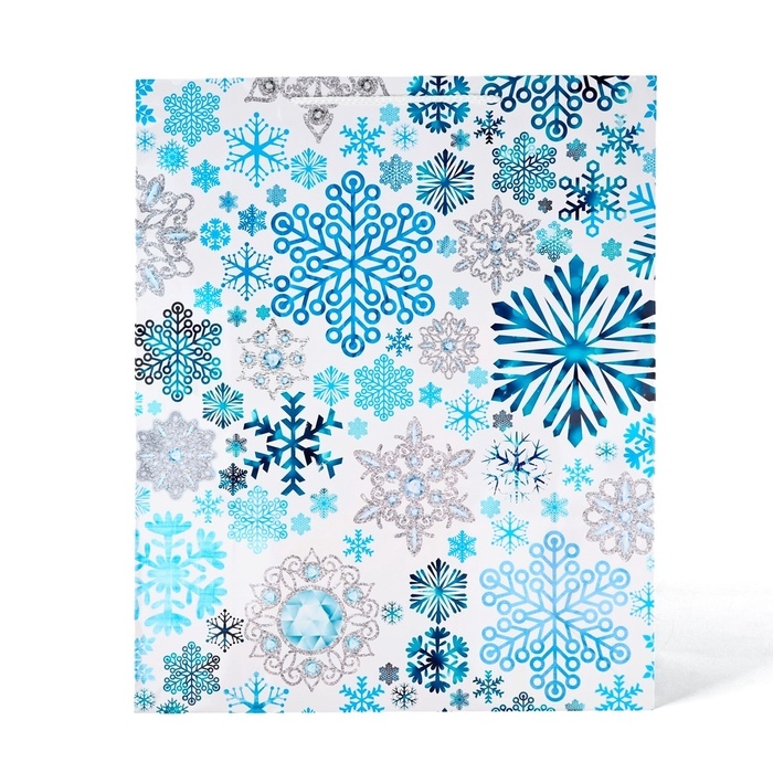 Пакет подарочный новогодний ламинированный &laquo;Снежинки&raquo;, XL 40 х 49 х 19 см