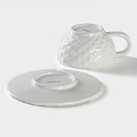 Чайная пара Доляна &laquo;Ананас&raquo;, 2 предмета: кружка 250 мл, блюдце d=15,5 см, цвет белый