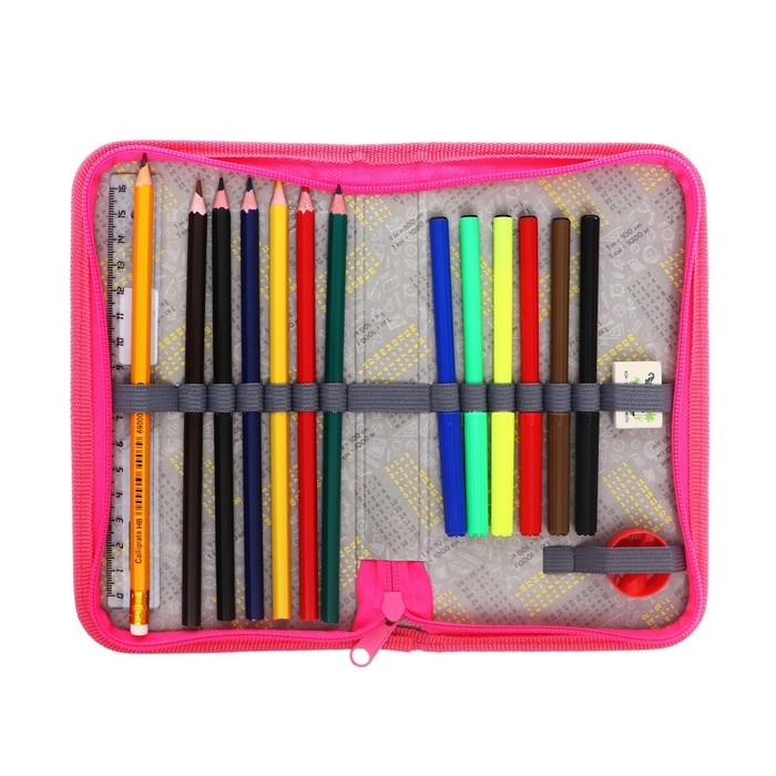 Пенал 1 секция, 115 х 205 мм, с наполнением 16 предметов, Calligrata Пенал 1 секция, 115 х 205 мм, с наполнением 16 предметов, Calligrata "Сиба-ину" ламинированный картон, 30П26/set