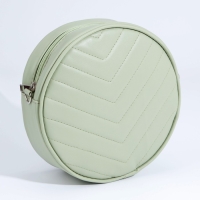 Сумка женская круглая из искусственной кожи, 18х18 см, цвет фисташковый