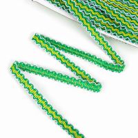 Тесьма бело-зелёно-желтая, ширина 1,2 см, в упаковке 50 м