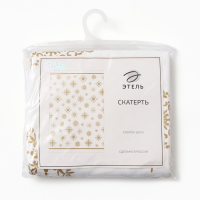 Скатерть "Этель" Золотые снежинки 149х110+/- 3см, 100% хлопок, 190г/м2