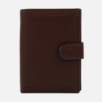 Портмоне мужское на кнопке, 3 в 1, для автодокументов, паспорта, карт, купюр, цвет коричневый