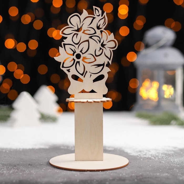 Салфетница деревянная &laquo;Букет с бантом&raquo;, 25&times;13&times;13 см