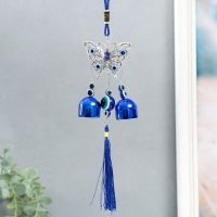 Музыка ветра металл "Ажурная бабочка" от сглаза 2 колокольчика 20 см