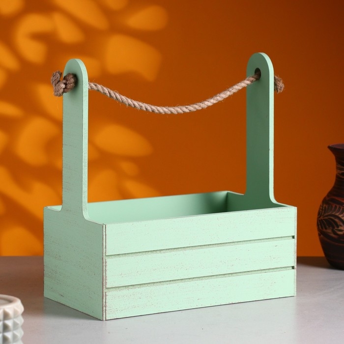 Набор кашпо деревянных 2 в 1 (25.5&times;15&times;30; 20&times;12&times;23) "Прованс" Оливковый