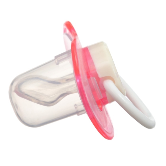 Соска - пустышка силиконовая ортодонтическая, от 3 мес., с колпачком, в контейнере, цвет розовый