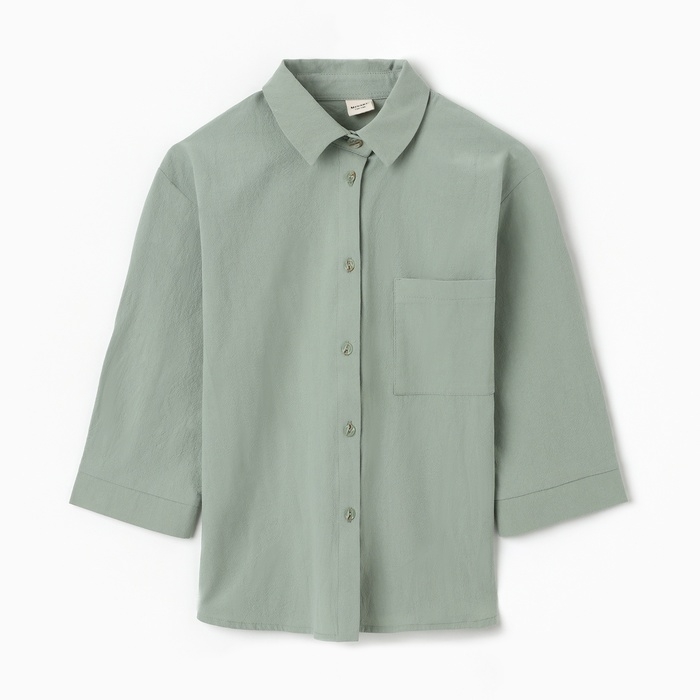 Костюм для девочки (рубашка и шорты) MINAKU, цвет оливковый, рост 122-128 см