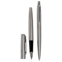 Набор Parker Jotter Core FK61 Stainless Steel CT М, ручка шариковая + ручка перьевая, 1.0 мм, корпус из нержавеющей стали, синие чернила Набор Parker Jotter Core FK61 Stainless Steel CT М, ручка шариковая + ручка перьевая, 1.0 мм, корпус из нержавеющей стали, синие чернила