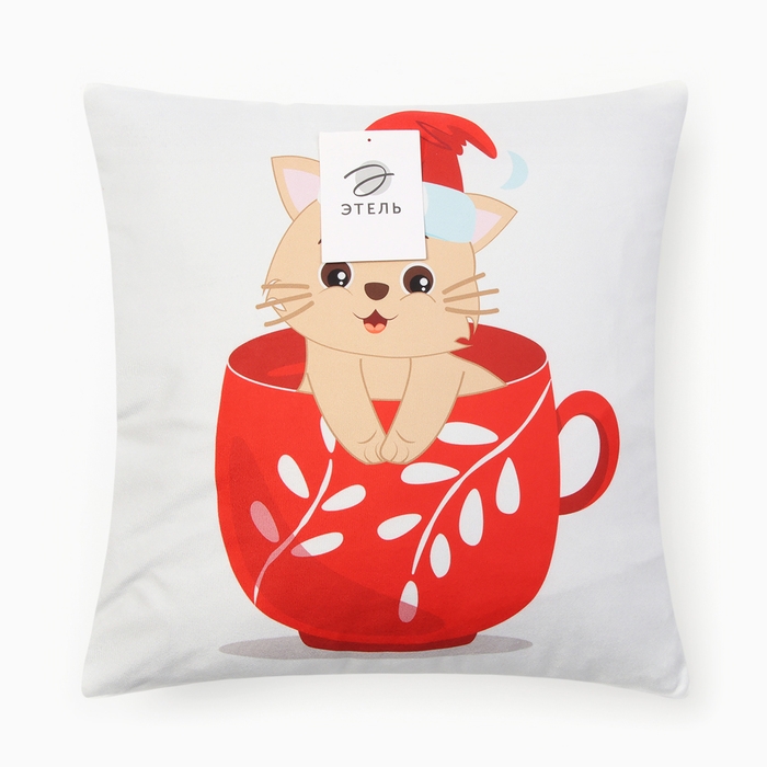 Новый год. Чехол на подушку Этель Новогодняя чашка 40х40см,100% п/э Новый год. Чехол на подушку Этель Новогодняя чашка 40х40см,100% п/э