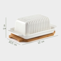 Маслёнка фарфоровая на бамбуковой подставке BellaTenero, 500 мл, цвет белый Маслёнка фарфоровая на бамбуковой подставке BellaTenero, 500 мл, цвет белый