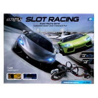 Автотрек &laquo;Турбо кросс&raquo;, с 2 машинами, 1:43, работает от сети