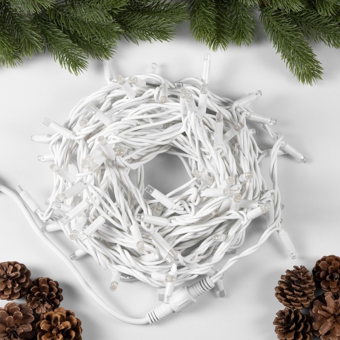 Гирлянда «Нить» 10 м, IP65, УМС, белая каучуковая нить, 100 LED, свечение белое, 220 В Гирлянда «Нить» 10 м, IP65, УМС, белая каучуковая нить, 100 LED, свечение белое, 220 В