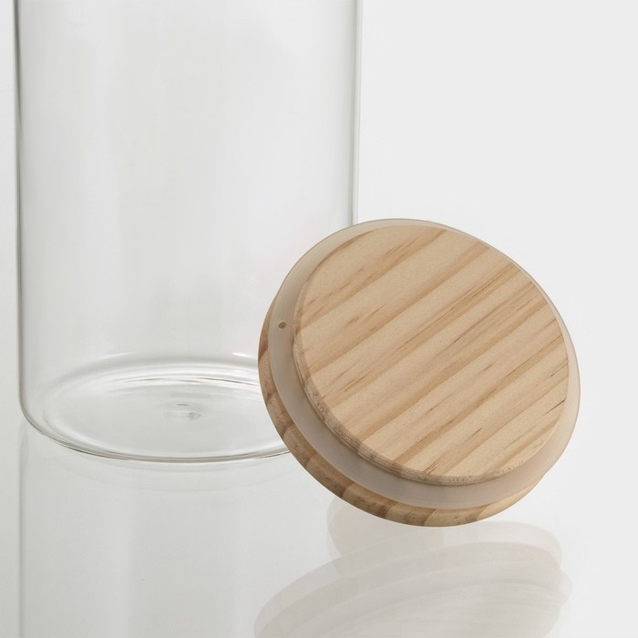 Банка стеклянная для хранения сыпучих продуктов Bella Tenero &laquo;Эко&raquo;, 1,8 л, 10&times;31 см, с бамбуковой крышкой