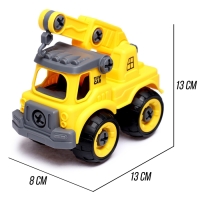 Конструктор винтовой &laquo;Машина с краном&raquo;, с отвёрткой, 26 деталей