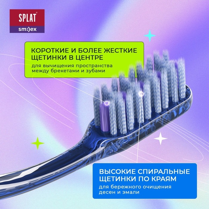 Ортодонтическая зубная щетка SPLAT SMILEX ORTHO+ мягкая Ортодонтическая зубная щетка SPLAT SMILEX ORTHO+ мягкая