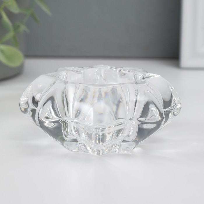 Подсвечник стекло на 1 свечу "Цветок" прозрачный 4,3х9х9 см