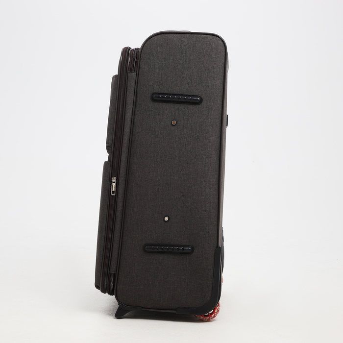 Чемодан большой 95 л (L), отдел на молнии, с расширением, кодовый замок, 3 колеса, 2 наружных кармана, цвет коричневый