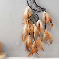 Ловец снов двойной "Месяц. Ракушка" чёрно-бежевый 20х74 см Ловец снов двойной "Месяц. Ракушка" чёрно-бежевый 20х74 см