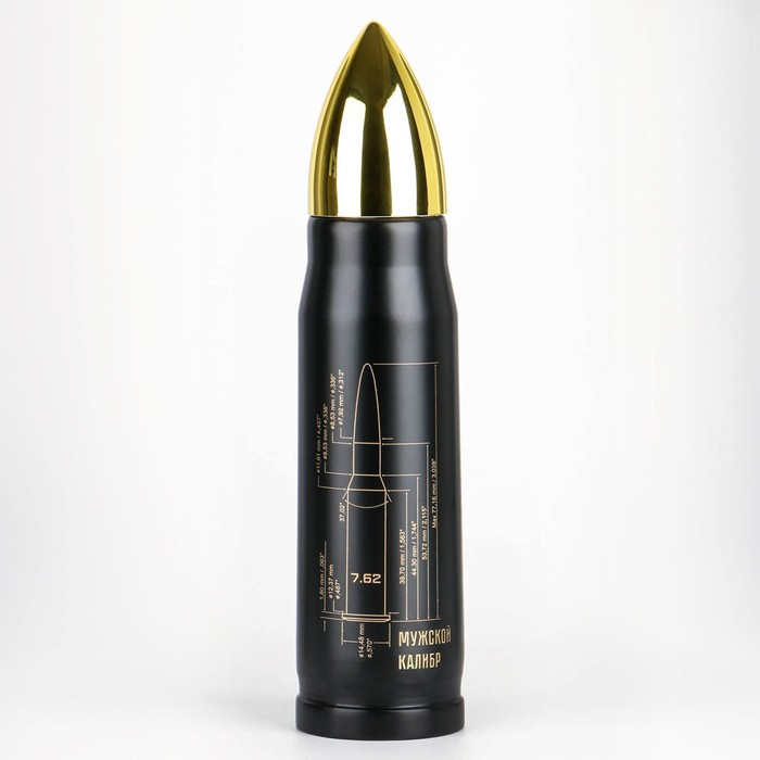 Термоc, 450 мл, Пуля Термоc, 450 мл, Пуля "Мастер К. Мужской калибр", сохраняет тепло 8 ч, 28 х 7 см