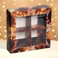 Новый год. Коробка под 4 конфеты "Новогодняя звезда", 12,6 х 12,6 х 3,8 , кондитерская упаковка Новый год. Коробка под 4 конфеты "Новогодняя звезда", 12,6 х 12,6 х 3,8 , кондитерская упаковка