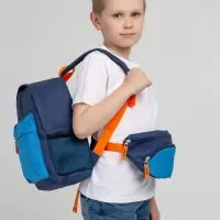 Поясная сумка детская Kiddo, синяя с голубым Поясная сумка детская Kiddo, синяя с голубым