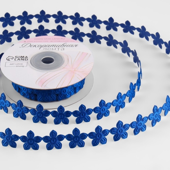 Лента фигурная «Цветочек», 18 мм, 9 ± 0,5 м, цвет синий Лента фигурная «Цветочек», 18 мм, 9 ± 0,5 м, цвет синий