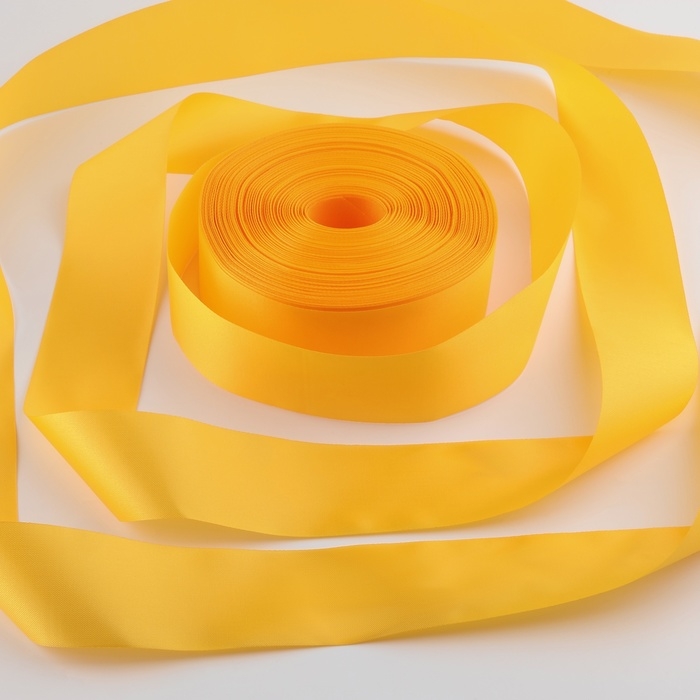Лента атласная, 50 мм &times; 100 &plusmn; 1 м, цвет жёлтый