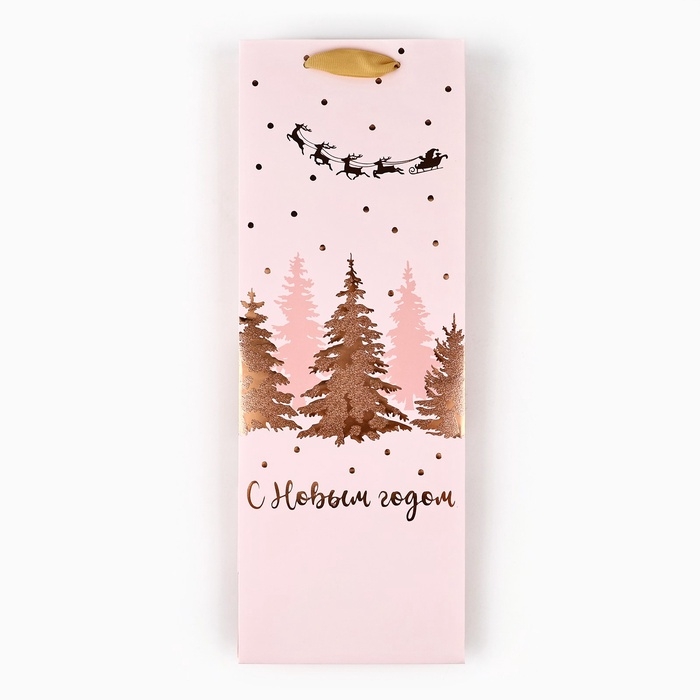 Пакет подарочный новогодний ламинированный под бутылку &laquo;Новогодний сюрприз&raquo;, 13 x 36 x 10