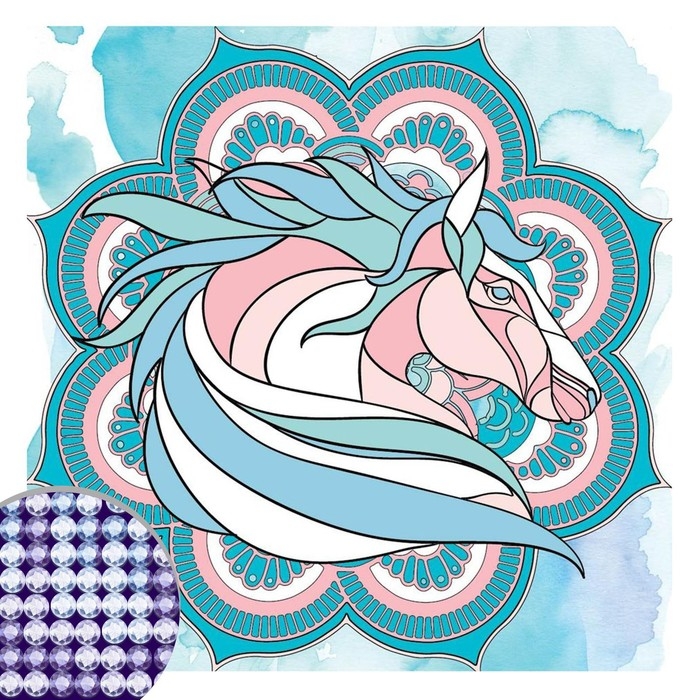 Алмазная мозаика с частичным заполнением на картонной основе &laquo;Лошадь&raquo;, 20 х 20 см