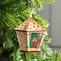 Ёлочная игрушка &laquo;Фонарь с оленем&raquo;, от батареек, свечение тёплое белое