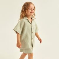 Костюм детский домашний (рубашка и шорты) SL HOME р 28 (86-92), светло-зеленый