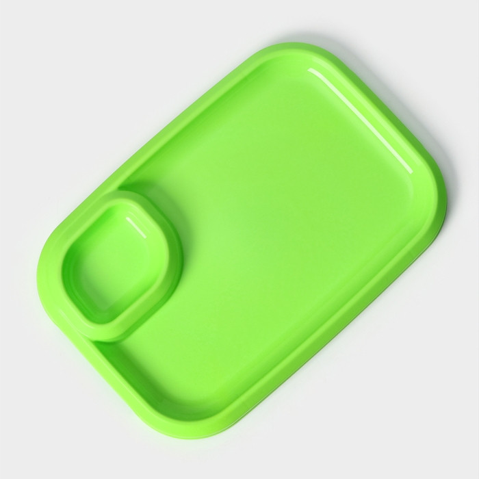 Блюдо для шашлыка с соусницей 30,3×21×2,5 см, цвет салатовый Блюдо для шашлыка с соусницей 30,3×21×2,5 см, цвет салатовый