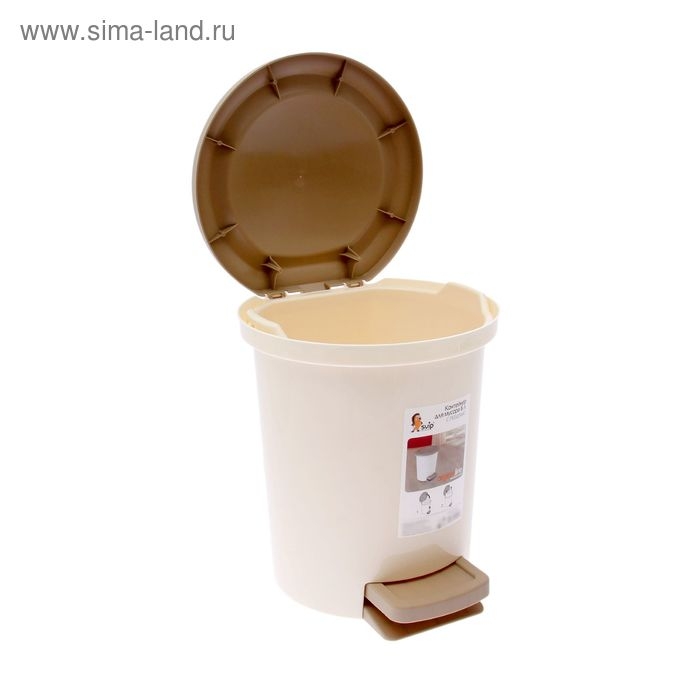 Ведро для мусора с педалью, 6 л, цвет МИКС Ведро для мусора с педалью, 6 л, цвет МИКС