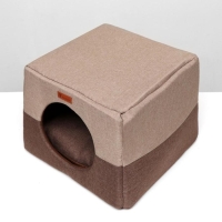 Дом – трансформер "Квадрат", рогожка, поролон, 43 х 42 х 34 см, бежево-коричневый Дом – трансформер "Квадрат", рогожка, поролон, 43 х 42 х 34 см, бежево-коричневый